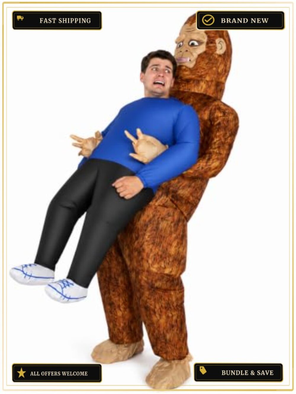 Inflatable Bigfoot Costume Adult Blow Up Monster Suit Halloween Cosplay